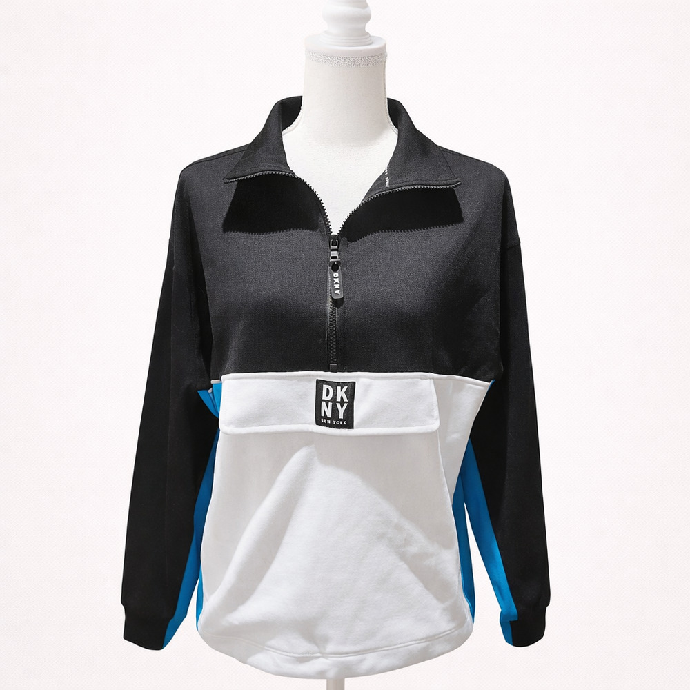 DKNY Sport Quarter Zip Pullover Sweatshirt S Colorblock Athleisure Streetwear